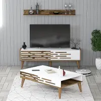 Skye Decor , Valensiya 140 - Walnut, White, Wohnzimmermöbel-Set, Nussbaum, 100 % MELAMINBESCHICHTETE SPANPLATTEN, 140 x 45 x 35 cm