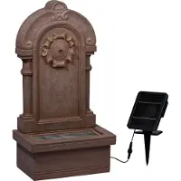 Dobar Gartenbrunnen Poseidon L40xB26xH76 cm mit LEDs und Solar-Panel Polyresin braun