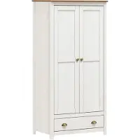SIT Möbel Kleiderschrank | 2 Türen, 1 Schublade | Kiefer-Holz massiv | Weiß | B 91 x T 54 x H 185 cm | 19000-92 | Serie SCHRANK