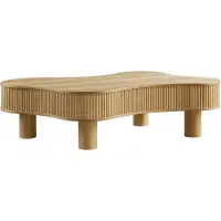 SalesFever Couchtisch 116x77 cm | Massivholz-Lamellen | MDF mit Eschenholzfurnier | B 116 x T 77 x H 32 cm | Natur