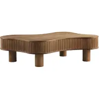SalesFever Couchtisch 116x77 cm | Massivholz-Lamellen | MDF mit Walnussholzfurnier | B 116 x T 77 x H 32 cm | Walnuss