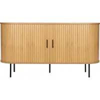 Möbilia Sideboard | 2 Schiebetüren | B 140 x T 40 x H 76 cm | natur – schwarz | 32020000 | Serie SIDEBOARD