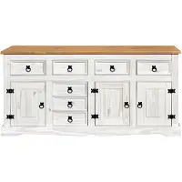 SIT Möbel Sideboard | 3 Türen, 7 Schubladen | Kiefer massiv | Weiß, lackiert | B 174 x T 44 x H 84 cm | 19001-13 | Serie SIDEBOARD