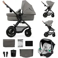 Kinderkraft MOOV 2 AIR 3-in-1 Kinderwagen - Aufblasbare Räder - 2-in-1-Sitz - Inklusive MINK PRO i-Size - Bis 27 kg - UPF50+ Verdeck - Grau