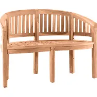 Möbilia Gartenbank 120 cm | Bananenbank 2-Sitzer aus Teak Holz | B 120 x T 53 x H 85 cm | natur | 11020012 | Serie GARTEN