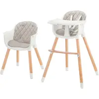 Kinderkraft SIENNA Kinderhochstuhl 2-in-1 Verstellbarer Hochstuhl für Babys und Kinder bis 20 kg, abnehmbares Tablett, rutschfest, leicht - Grau