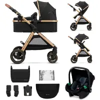 Kinderkraft ESME - multifunktionaler 3-in-1-Kinderwagen - bis 25 kg - Babywanne mit Belüftung - Travel System - große geländegängige Räder - Schwarz