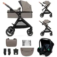 Kinderkraft ESME - multifunktionaler 3-in-1-Kinderwagen - bis 25 kg - Babywanne mit Belüftung - Travel System - große geländegängige Räder - Beige