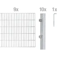 Alberts Doppelstabmatten Zaun, Höhe 120 cm, Länge 18 m, Zaun-Komplettset zum Einbetonieren, feuerverzinkt, Pfosten 60x40 mm