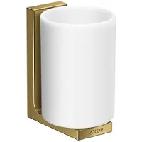 Hansgrohe AXOR UNIVERSAL Rectangular Zahnputzbecher, Metall, Glas weiß, 42604990, Farbe: Polished Gold Optic