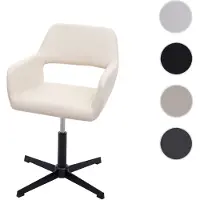 Mendler Homeoffice-Bürostuhl HWC-A50 IV, Wohnraum-Schreibtischstuhl + Esszimmerstuhl Kunstleder creme, Fuß schwarz