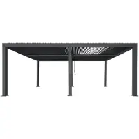 Mendler Pergola HWC-L46, Gartenpavillon Lamellen-Pavillon, 10cm-Aluminium-Gestell, Regenrinne sturmfest, 3x6m anthrazit