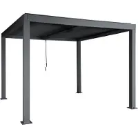 Mendler Pergola HWC-L46, Gartenpavillon Lamellen-Pavillon, 10cm-Aluminium-Gestell, Regenrinne sturmfest, 3x3m anthrazit