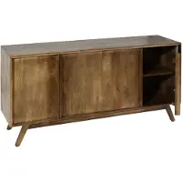 Mendler Sideboard HWC-L96, Kommode Schrank Anrichte, 4 Fächer und 4 Regalböden, Massiv-Holz Mango 72x146x43cm MVG, natur