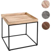 Mendler Beistelltisch HWC-K71, Kaffeetisch Couchtisch Tisch, Paulownia-Holz Metall 60x60x60cm naturfarben