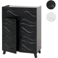 Mendler Kommode HWC-N86, Schrank Sideboard Anrichte, 3D-Wellen-Design Push-to-open Türen 107x76x36cm schwarz