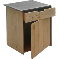 Mendler Kommode HWC-L76, Nachttisch Beistelltisch, Industrial Massiv-Holz MVG-zertifiziert 60x50x40cm, natur mit Metall-Optik