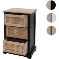 Mendler Kommode HWC-K87, Schubladenschrank Schrank, Holz Rattan 63x40x28cm schwarz, naturfarben