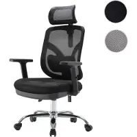 Mendler Bürostuhl HWC-J92, Schreibtischstuhl, ergonomisch, verstellbare Lordosenstütze und Armlehne schwarz
