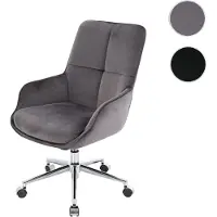 Mendler Bürostuhl HWC-J64, Drehstuhl Schreibtischstuhl Lehnstuhl, mit Armlehne höhenverstellbar Samt MVG dunkelgrau