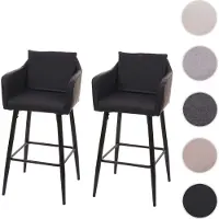 Mendler 2er-Set Barhocker HWC-H93, Barstuhl Tresenhocker, Fußablage Metall Kunstleder schwarz
