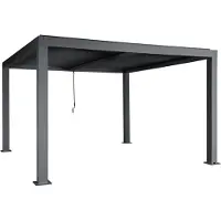 Mendler Pergola HWC-L46, Gartenpavillon Lamellen-Pavillon, 11cm-Aluminium-Gestell, Regenrinne sturmfest, 3x4m anthrazit