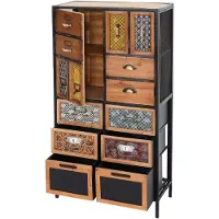 Mendler Apothekerkommode HWC-L38, Schubladenschrank Kommode Regal Schubladen, Metall Tanne Holz, Vintage Shabby-Look 120x62x33cm