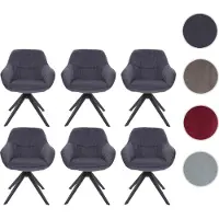 Mendler 6er-Set Esszimmerstuhl HWC-K28, Küchenstuhl Polsterstuhl Stuhl mit Armlehne, drehbar, Metall Stoff/Textil grau