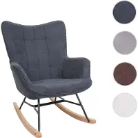 Mendler Schaukelstuhl HWC-K36, Schwingstuhl Relaxsessel Fernsehsessel, Stoff/Textil anthrazit