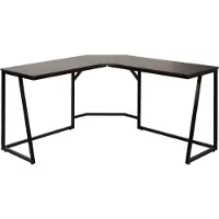 Mendler Eck-Schreibtisch HWC-K66, Computertisch Arbeitstisch, MVG- 76x140x140cm, MDF Metall dunkelbraun