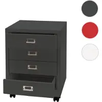 Mendler Rollcontainer HWC-L49, Schubladenschrank Stahlschrank Aktenschrank, Metall 55x40x41cm 4 Schubladen ~ dunkelgrau