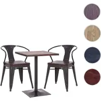 Mendler Set Bistrotisch 2x Esszimmerstuhl HWC-H10d, Stuhl Tisch Küchenstuhl Gastronomie MVG schwarz-braun, Tisch dunkelbraun