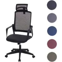Mendler Bürostuhl HWC-J52, Drehstuhl Schreibtischstuhl, ergonomisch Kopfstütze, Kunstleder schwarz