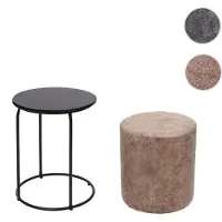 Mendler 2er-Set Sitzhocker und Beistelltisch HWC-K48, Kaffeetisch Tisch Hocker, MVG- MDF Metall Kunstleder braun