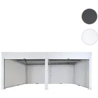Mendler Pergola HWC-L46 mit 6x Seitenwand, Gartenpavillon Lamellen-Pavillon Rollo, 11cm-Alu-Gestell, sturmfest 3x6m weiß
