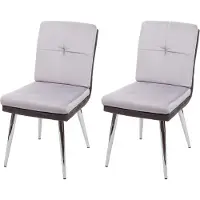 Mendler 2er-Set Esszimmerstuhl HWC-G48, Küchenstuhl Polsterstuhl Lehnstuhl, Kunstleder Samt - grau