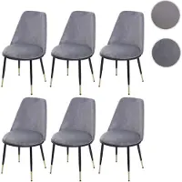 Mendler 6er-Set Esszimmerstuhl HWC-H28, Stuhl Küchenstuhl, Metall grau, schwarze Beine, Samt