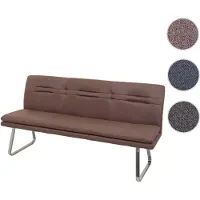 Mendler Sitzbank HWC-H70, Esszimmerbank Bank Polsterbank, Rückenlehne Stoff/Textil Edelstahl gebürstet braun 180cm