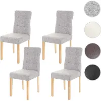 Mendler 4er-Set Esszimmerstuhl HWC-E58, Stuhl Essstühle, - Stoff/Textil grau, helle Beine