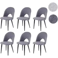 Mendler 6er-Set Esszimmerstuhl HWC-D73, Stuhl Küchenstuhl, Stoff/Textil dunkelgrau