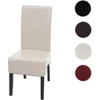 Mendler Esszimmerstuhl Latina, Küchenstuhl Stuhl, Leder creme, dunkle Beine