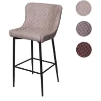 Mendler Barhocker HWC-H79, Barstuhl Tresenhocker, Vintage Metall Fußablage Stoff/Textil grau