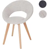 Mendler Esszimmerstuhl Palermo III, Stuhl Küchenstuhl, Retro 50er Jahre Design Textil, creme/grau