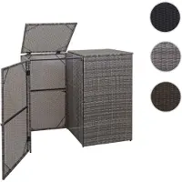 Mendler 2er-Mülltonnenverkleidung HWC-E25, Mülltonnenbox Mülltonnenabdeckung, Poly-Rattan 2x120l grau