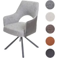 Mendler Esszimmerstuhl HWC-K30, Küchenstuhl Lehnstuhl, drehbar Auto-Position, Stoff/Textil MVG grau-dunkelgrau