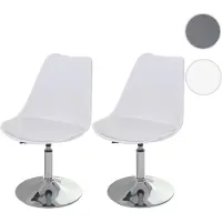Generique 2er-Set Drehstuhl Malmö T501, Stuhl Küchenstuhl, höhenverstellbar, Kunstleder weiß, Chromfuß