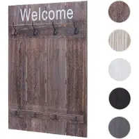 Mendler Wandgarderobe HWC-C89 Welcome, Garderobe Garderobenpaneel, Shabby-Look Vintage, 91x60cm ~ braun, shabby