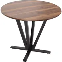 Mendler Bistrotisch HWC-M56, Tisch Esstisch, Massiv-Holz HPL Laminat Melamin Ø92cm, Sheesham Holz-Optik, dunkles Gestell