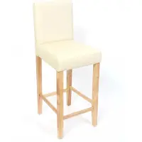 Mendler 2er-Set Barhocker Barstuhl M37 Kunstleder creme, helle Füße