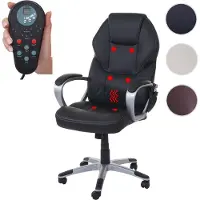 Mendler Massage-Bürostuhl HWC-A69, Drehstuhl Chefsessel, Heizfunktion Massagefunktion Kunstleder schwarz